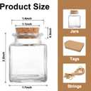 2 OZ Mini Square Glass Jars with Cork Lids, Small Glass Candy Kar with with Label Tags and Srings, Cute Craft Jars for Sandy Art DIY Crafts Birthday Gift Christmas Wedding Party