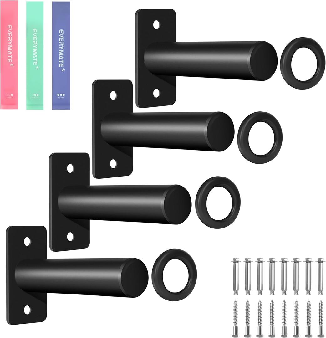 EVERYMATE Weight Plate Rack, Wall Mount Weight Plate Holder for Bumper Plates, Max Weight Capacity 330 lb, Home Gym Organizer (2-inch-4Pack)