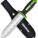 WORKPRO Hori Hori Garden Knife, 7" Stainless Steel Blade with Cutting Edge, Garden Tools with Oxford Sheath, Ergonomic TRP Handle with Hanging Hole for Weeding, Planting, Digging, Green