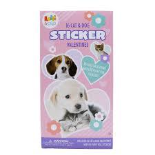 16 Cat & Dog Puffy Foil Sticker Valentines