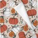 Boho Fall Pumpkin Floral Baby Blankets for Boys Girls Retro Autumn Pumpkin Flowers Thanksgiving Infant Toddler Newborn Receiving Blankets for Crib Stroller 30x40in