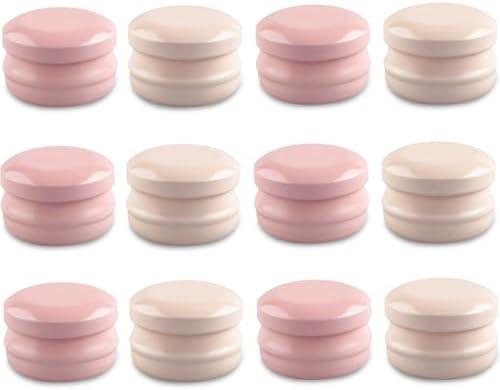 10Gram Lip Balm Containers, 12pcs Round Metal Salve Tins with Lids, Mini Candle Jars, Small Sample Containers for Balms, Salves, Cosmetic, Nail Polish, DIY Items (Pink), Set of 9