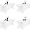 4Pack Spandex Waterproof Table Covers 8ftSpandex 8ft Waterproof Table Cover for Party,Wedding, Banquet, and Events(White) (96"x30"(Rectangular)4PACK)