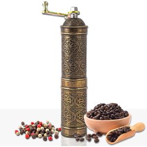 Handmade Turkish Pepper & Coffee Grinder, Refillable Turkish Spice Mill with Adjustable Coarseness, Manual Coffee Mill with Handle, Coffee Grinder Metal with Hand Crank 22 cm-8.66 inch (Antique)