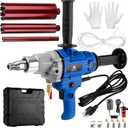 Diamond Core Drilling Machine,concrete core drill,Thread Core Drills Rig with Water Pump Water Pipe equipped,Wet & Dry Core Drill Rig with three industrial-grade drill bits, for Concrete Brick Stone