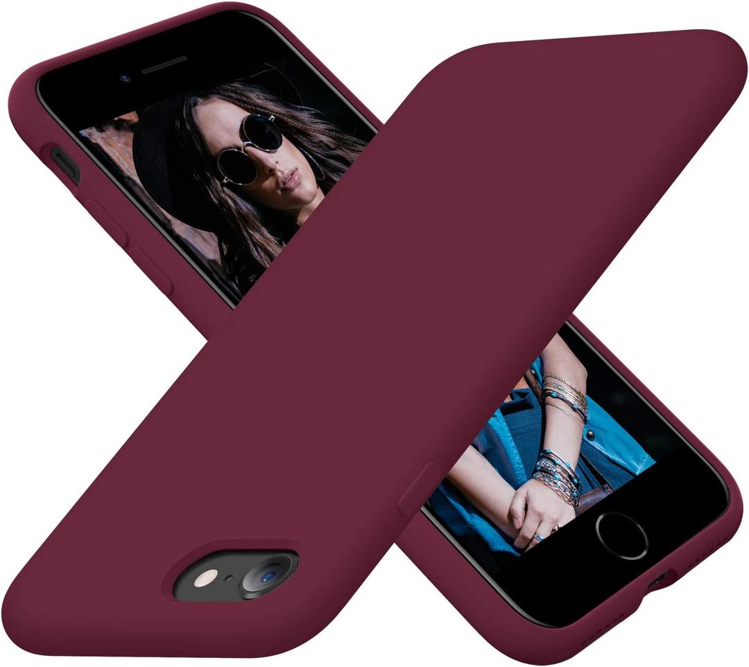 Cordking Designed for iPhone SE Case 2022/2020, Designed for iPhone 7 8 Case, Silicone Slim Shockproof Phone Case with [Soft Microfiber Lining], 4.7 inch, Plum