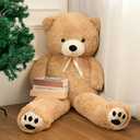 Meooeck Giant Bear 5 Feet Big Giant Large Stuffed Bear 59'' Plush Cute Huge Tall Light Brown Stuffed Valentines Day Gift for Girlfriend Wife Lover Birthday Present