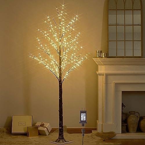 LITBLOOM Lighted Flokced Tree with Fairy Lights 6FT 330 LED, Snowy Tree with Lights for Indoor Outdoor Home Christmas Holiday Decoration