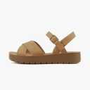 Soda CHESTER ~ Women Flat Sandals Flatform Ankle Buckle Criss Cross Band Straps Sandals Shoes 6.5, Natural