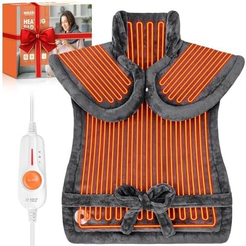 Boileau Weighted Heating Pad for Neck and Shoulders and Back, 24"x33" Large Electric 3 Heating Levels Heat Pad for Pain Relief, 2-Hour Auto Shut Off, ETL & FCC Certified, Gray