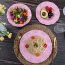 Pink Dishes Melamine Dinnerware Sets, 18 Piece Kitchen Plates and Bowls tableware Set, Lightweight, BPA free Beaded Serving Dishes for Girls, Valentine's Day, Mother's Day. Service for 6.