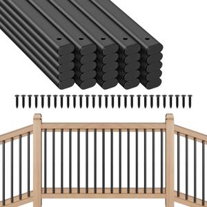 50 Pack Deck Balusters 32" Staircase Baluster for Deck Systems, Black Hollow Metal Spindles for Stair Railing and Porch Railing, Indoor Outdoor Use (1.5mm Thick)