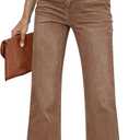 GRAPENT Womens Flare Jeans High Waisted Wide Leg Baggy Jean for Women Stretch Denim Pants (Large, Pecan Brown)
