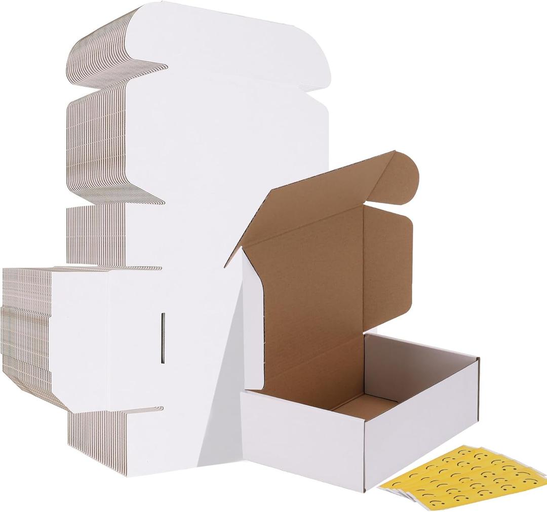 HORLIMER 9x6x3 Shipping Boxes Set of 30, White Corrugated Cardboard Mailer Box for Packing Small Business