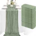 16 Pack Sage Green Cheesecloth Table Runner 10FT Boho Gauze Cheese Cloth Table Runner Long Rustic Sheer Table Runners for Wedding Bridal Baby Shower Birthday Party Table Decorations