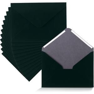 12 Pcs Christmas Velvet Envelopes 5 x 7 Inch Wedding Velvety Surface Stationery A7 Vintage Soft Rectangle Elegant Envelopes for Invitation Gift Wedding Thank You Letter(Dark Green)