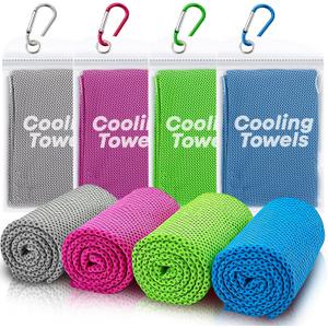 4 Pack Cooling Towels (40"x 12"), Soft Breathable Gym Towels, Outdoors Ice Towel for Neck and Face, Camp Essentials Microfiber Sweat Towels for Gym, Run, Yoga, Workout, Travel, Climb