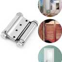 QWORK Heavy Duty Cafe Saloon Bars Door Swing Hinges, 4 Pack 3" Stainless Steel Self Closing Swing Hinges, Double Action Spring Door Hinges