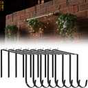 8 Pcs No Drill String Light Hooks, Adjustable Metal Hangers for 6-11 Inch Concrete Cinder Block Walls and Fences, Outdoor Cable Cord Holders