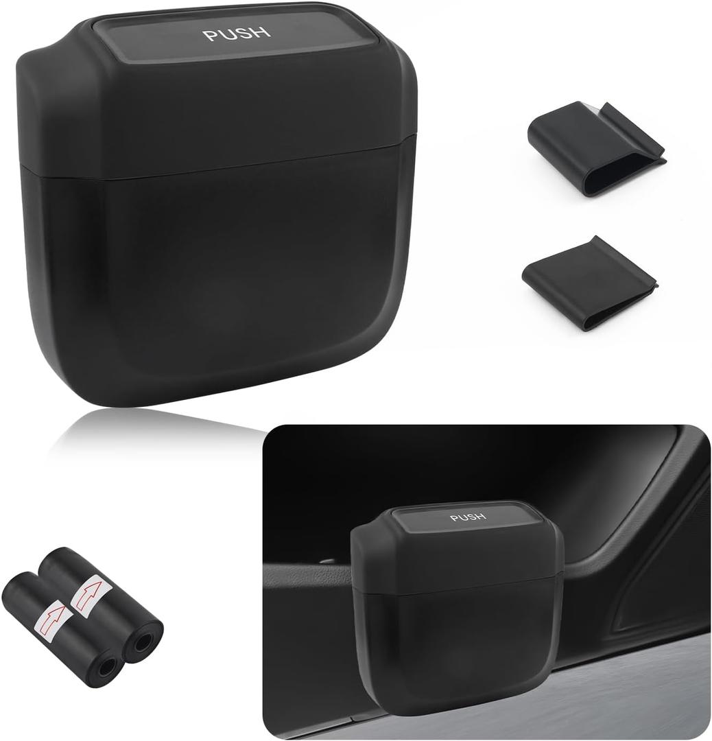 Turcee Car Trash Can with Lid,Waterproof Car Trash Bin with Storage Garbage Bag,Multi-Functional Car Garbage Can with Capacity 600ml,Mini Trash Can Car Organizer Fit for Car,Home,Office