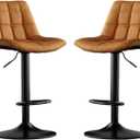 Kitchen Bar Stools Swivel Bar Stools Set of 2 PU Leather Padded Counter Stools Bar Chairs with Footrest Height Adjustable Bar Stools for Dining Room Kitchen Island