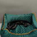 Dog Car Seat - Memory Foam Dog Booster Seats for Small Dogs Up to 25lbs-Elevated Pet Car Seat with Storage Pockets and Dogs Seat Belt-Pet Travel Bed for Front & Back Seats-Removable Washable-Green