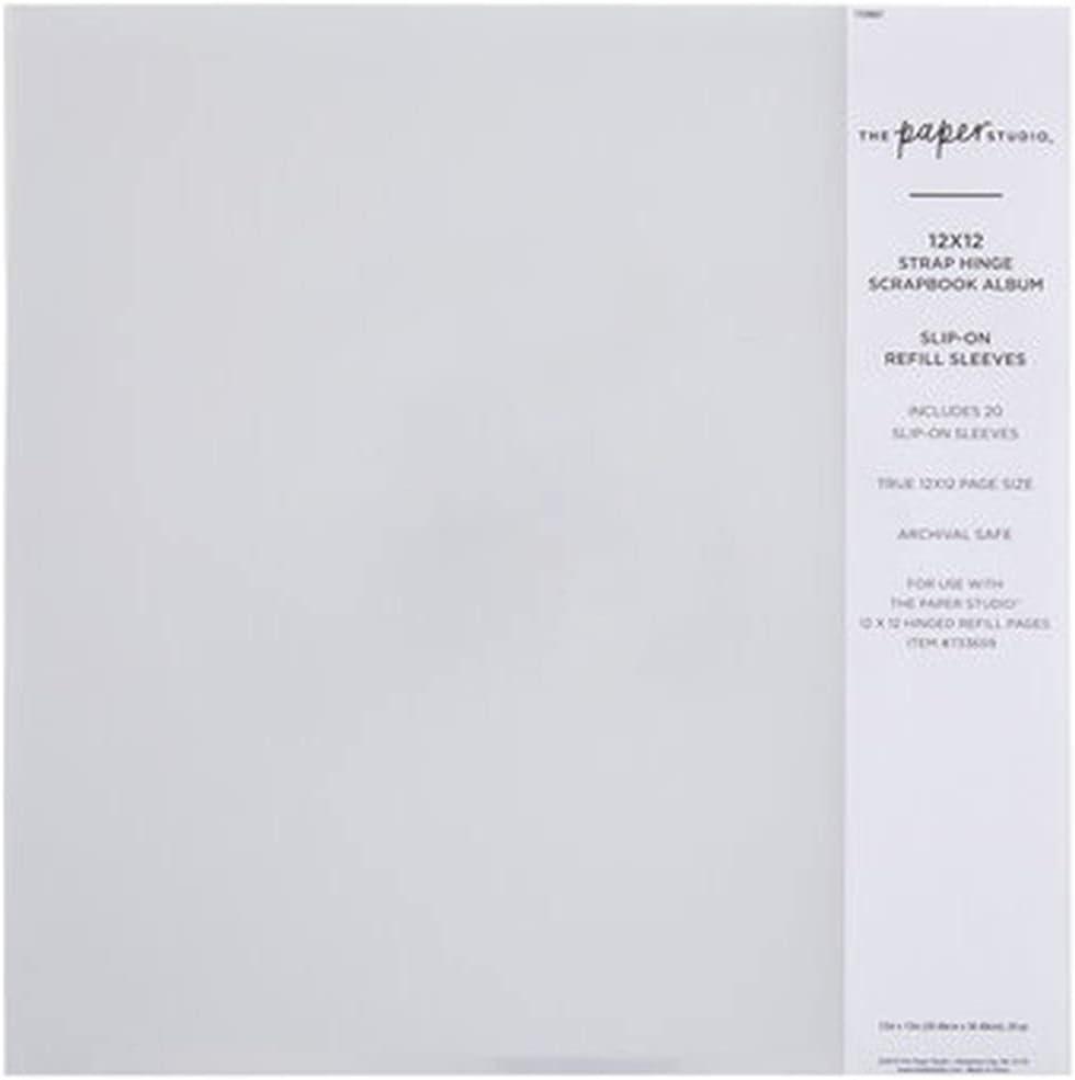 Strap Hinge Slip-On Album Refill Sleeves - 12 x 12 Inches - 20 Pieces