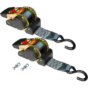 NUOER 2 Pack E-Track Retractable Ratchet Straps (2in x 6 ft),Ratchet Tie Down Straps for Motorcycles, Boats,Atvs,Trailers-WLL1,653lb,BS:3,306 lbs