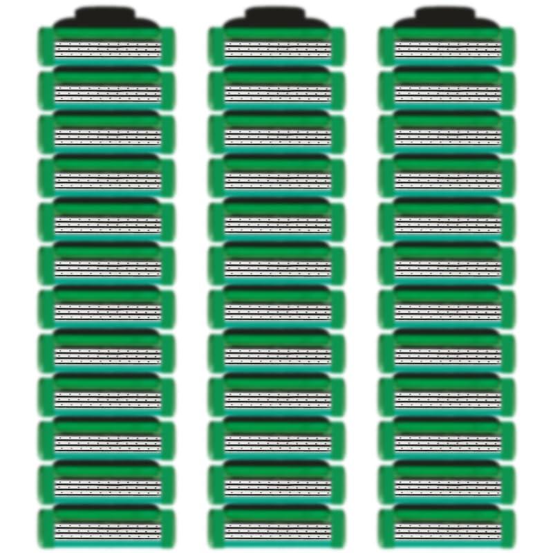 36 Blades Replacement Parts for GL-Mach 3 Style Razors (Green), Wet Razors Men's Blades Value Packs