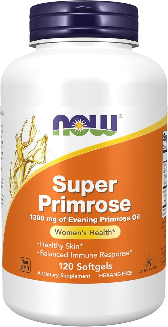 NOW Foods Supplements, Super Primrose 1300 mg with Naturally Occurring GLA (Gamma-Linolenic Acid), 120 Softgels, Best By: 09/28