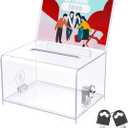 Uniclife Acrylic Donation Box with Lock and Sign Holder 6.2" x 4.7" x 4" Ballot Box with Slot Plastic Suggestion Boxes Storage Container for Fundraising Voting Charity Tip Collection (1 Pack, Clear)