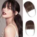 Clip in Bangs, Synthetic French Bangs Hair Clip, Fake Bangs Fringe with Temples Hairpieces 998
