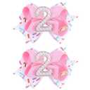 2PCS Hair Bows for Baby Girls Birthday - 2nd Birthday Hair Bow Sweet Theme with Ice Cream Party, Pink Hair Accessories for Baby Toddler 1 2 3 4 5 6 Years, Outfit & Decorations