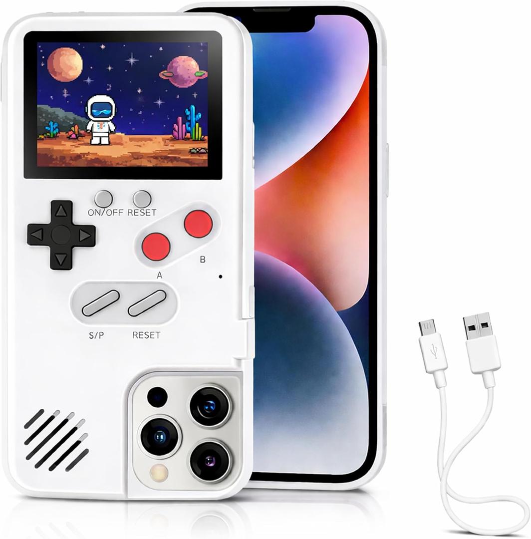 Game Phone Case, 168 Built-in Small Video Games, White, Compatible with iPhone 16 Pro Max