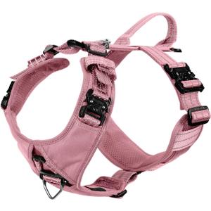 ICEFANG Dog Strap Harness with All-Metal Hardware,for X-Large Sized Dog,K9 Vest,Y-Shape Soft Padding,Adjustable Pet Harness,No-Pull Front Leash Clip (X-Large (Pack of 1), Pink)