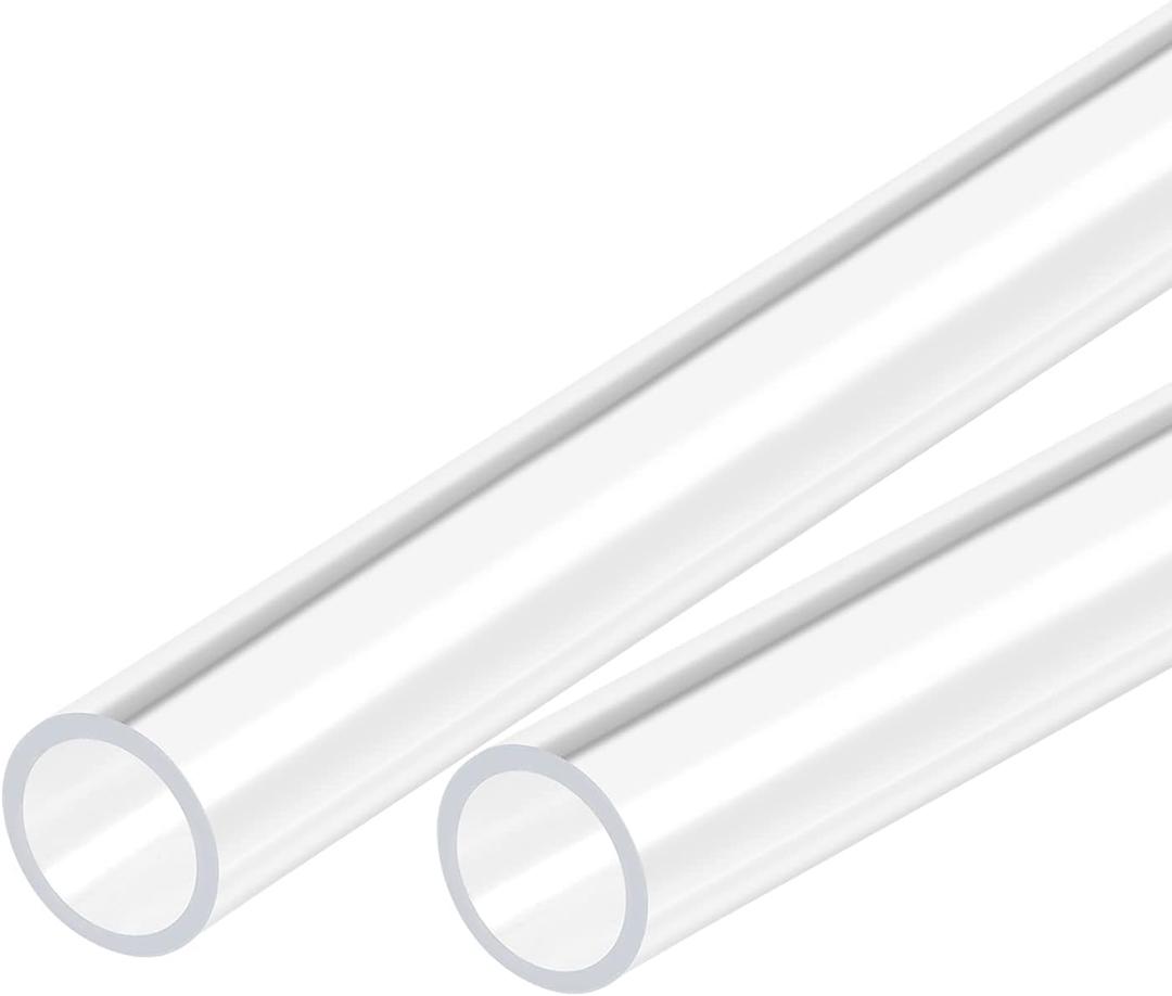 MECCANIXITY Acrylic Pipe Clear Rigid Round Tube 16mm(5/8") ID 20mm(0.8") OD 18" for Lamps and Lanterns, Water Cooling System 2pcs