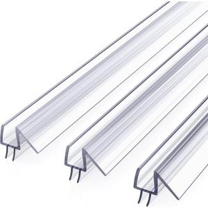 Shower Door Bottom Seal, 3Pack Shower Door Sweep Strip, Frameless Glass Doors Seal Strip for 3/8'' (10mm) Thick Doors, 39.3'' x 0.39'' Showers Water Guard Barrier