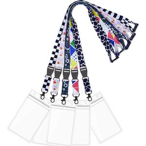 AMUU 5 Pack Adjustable Cruise Lanyards Quick Release with ID Badge Holder Vertical,Neck Office Breakaway Printing Lanyard,for Women Key Kids Ship Card