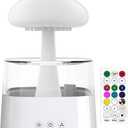 Weljoy Mushroom Cloud Rain Lamp, 7 Color Changing LED Tabletop Fountain with Water Drip Sounds, USB Rechargeable Desk Decor for Home, Office 