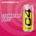 C4 Performance Energy Drink | Strawberry Blast | Zero Sugar Carbonated Preworkout Energy | 200mg Caffeine with Beta Alanine | 16 Fl Oz (12 Pack)