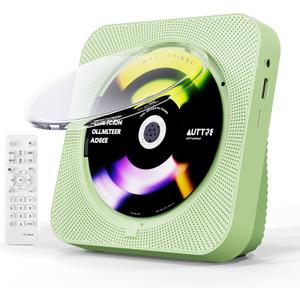 CD Player Portable Bluetooth 5.1 Desktop CD Player with HiFi Sound Speakers,Remote Control,Dust Cover,LED Display,Boombox FM Radio,USB/AUX for Home,Kids (Green)