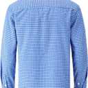 Mens Gingham Button Down Shirt Long Sleeve Dress Shirts Business Casual Shirts with Pockets (XXL)