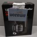 Mueller 12-Cup Drip Coffee Maker - Borosilicate Carafe, Auto-Off, Reusable Filter, Anti-Drip, Keep-Warm Function, Clear Water Level Window Coffee Machine, Kitchen Essentials & Accessories (Black)