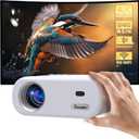 Mini Projector, Projector with WiFi and Bluetooth, 1080P Support Portable Projector, Built-in Speaker, Compatible with Smartphone/Tablet/TV Stick, Movie Projectors for Bedroom, Home Theater, Kids Gift