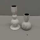 NUPTIO Taper Candle Holders Decor: Set of 3 Wooden Candlestick Holders Mantel Decor - Boho Farmhouse Rustic White