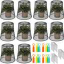 SOUJOY 10 Pcs Chicken Wire Plant Covers, 8 x 8 Inches Metal Garden Cloche with 30 Garden Stakes and 20 Waterproof Labels, Plant Protectors from Animals for Keeping Bunnies Chicken Squirrels Birds Out