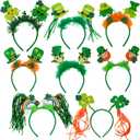 Winlyn Bulk St. Patrick's Day Novelty Jewelry Assortment St. Pat's Party Favors Supplies Shamrock Necklace Coins Head Bopper Bracelet Tattoo Mustaches Accessories for St. Patty's Day Irish Party Decor (Green)