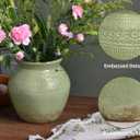 Quoowiit Ceramic Rustic Farmhouse Vase, Green Distressed Flower Vase for Home Decor, Boho Decorative Vases for Centerpiece Table Decorations, Vases for Living Room Kitchen Entryway Mantle Shelf Decor