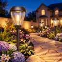 XMCOSY+ Solar Pathway Lights Outdoor, Warm White 10/25LM Glass Solar Lights for Yard & Walkway, Waterproof Landscape Lighting, Auto On/Off Decorative Garden Lights for Patio, Lawn & Driveway
