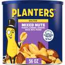 PLANTERS Salted Mixed Nuts, Peanuts, Almonds, Cashews, Brazil Nuts and Pecans, Party Snack, Plant-Based Protein, Quick Snack for Adults, After School Snack, Bulk Nuts, Kosher, 56oz Canister (EXP 09/25/26)